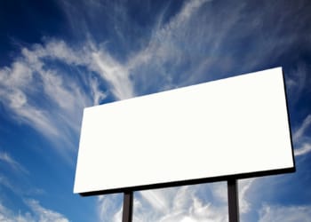 Brand new billboard and a wispy blue sky