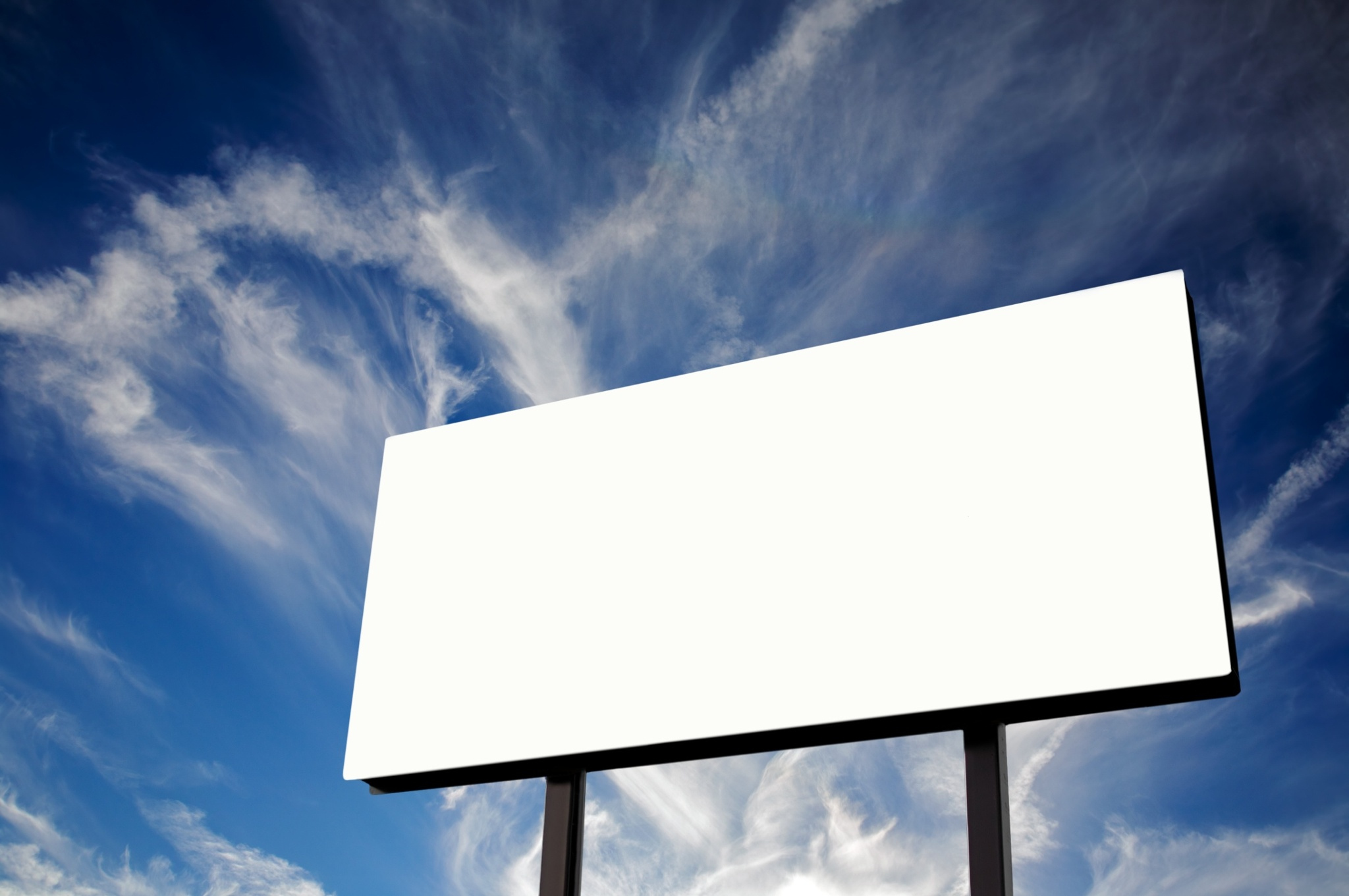 Brand new billboard and a wispy blue sky