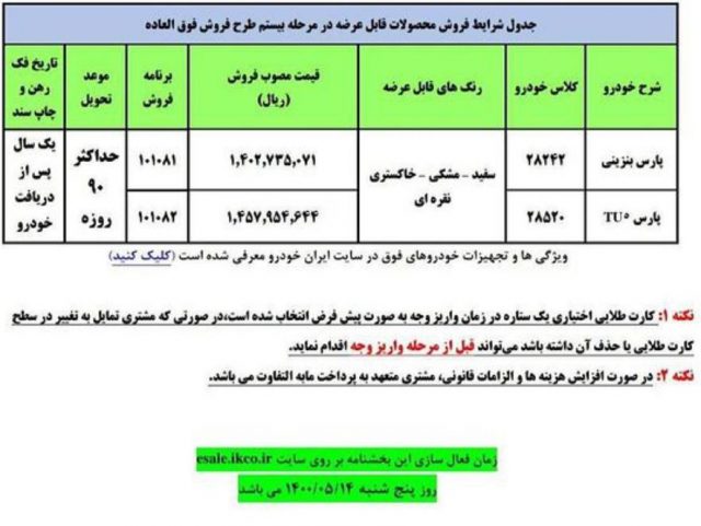بخشنامه فروش فوق العاده مرحله بیستم ایران خودرو