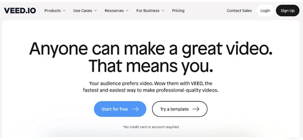 Veed.io - پلتفرم ساخت ویدئو با هوش مصنوعی