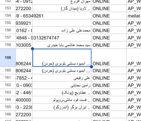 نمونه اطلاعات مشتریان منتشر شده توسط هکر های اسنپ فود