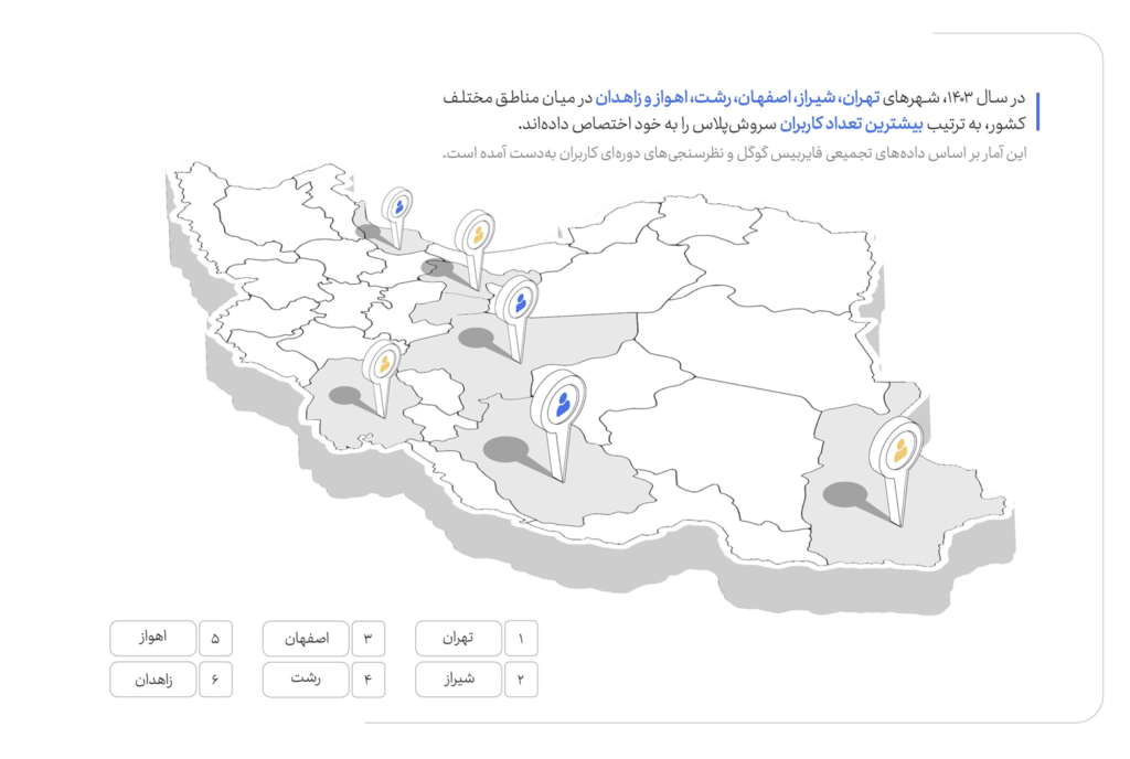 نقشه پراکندگی اپلیکیشن در ایران